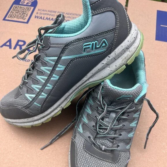 Fila Evergrand Trail 21.5 Walking Shoes Womens size 11 Grey Teal - Picture 1 of 10